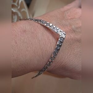 VINTAGE HANDMADE  925 STERLING NUGGET CUFF BRACELET 17.54 Grams